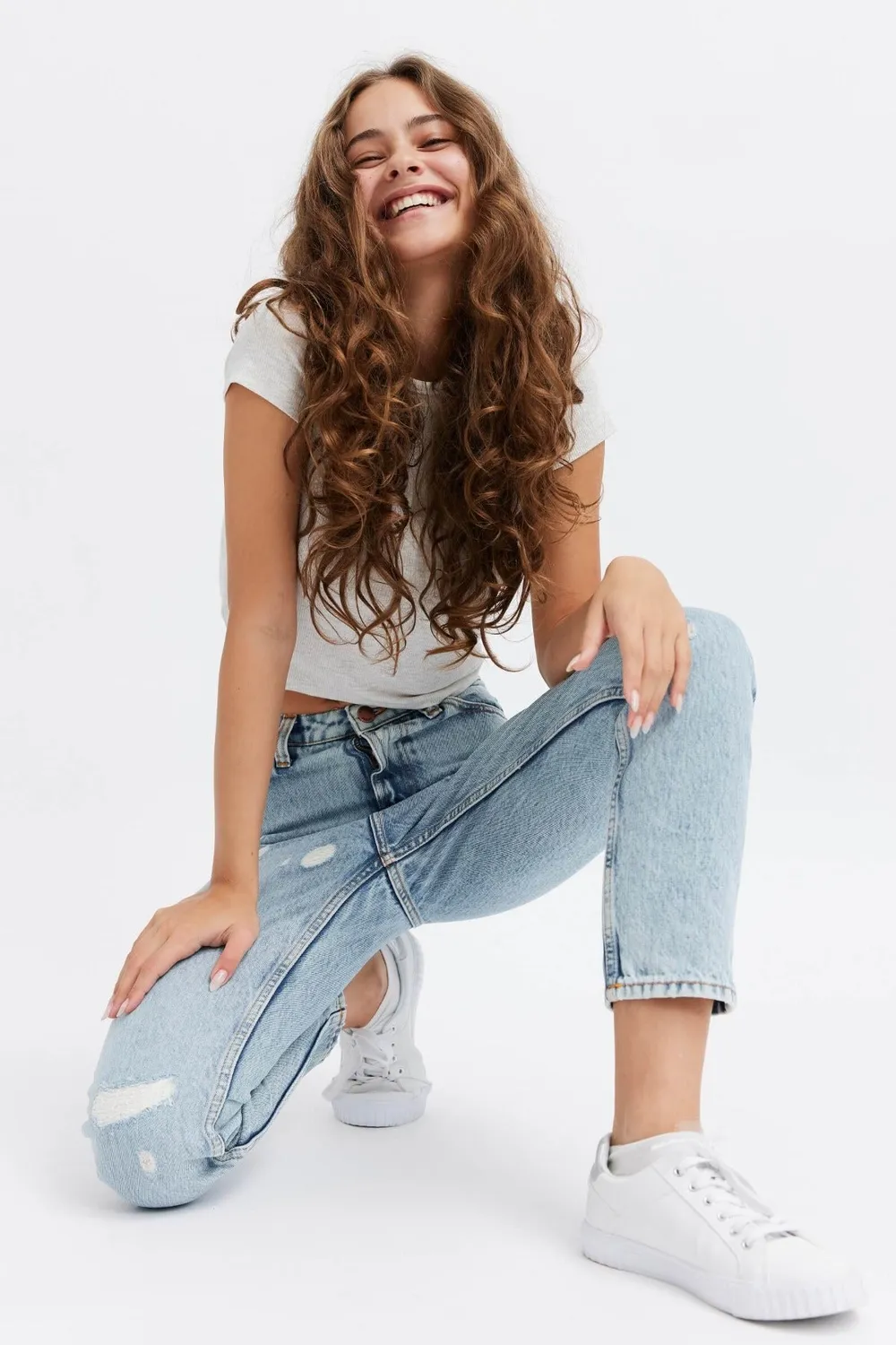 Organsk Oxygen Shorty Raw Rebellion cropped jeans lyseblå
