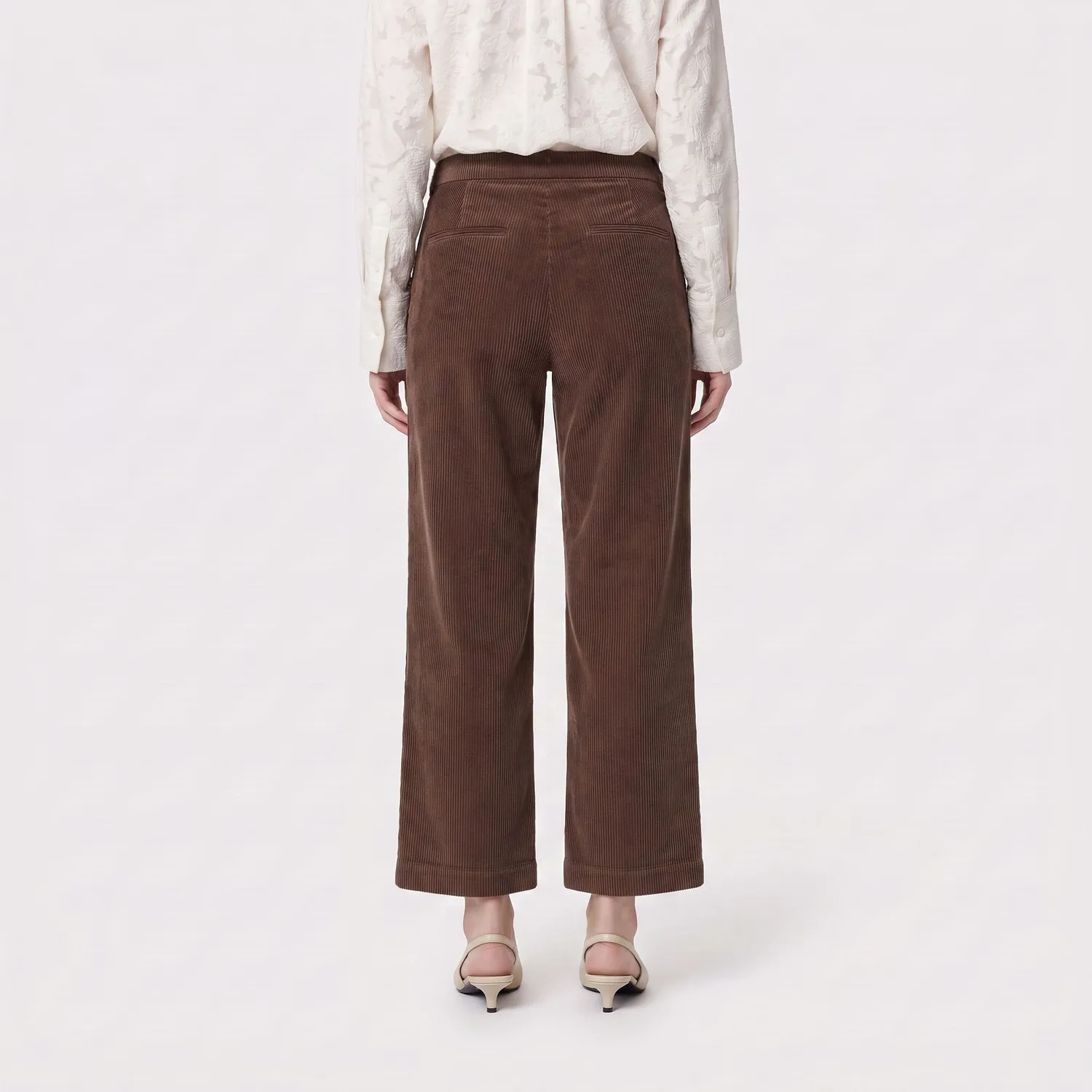 MAC Chiara cropped fløjlsbukser brun wide