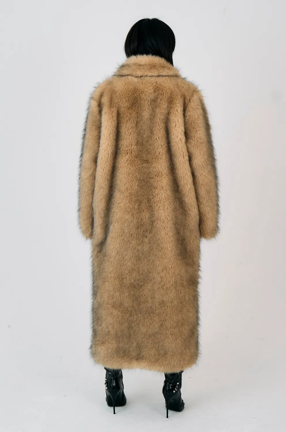 The Ragged Priest Tara Faux Fur frakke maxi sort stor
