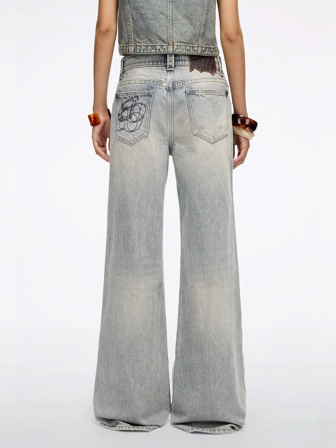 Miss Sixty Distressed Flare jeans lyseblå slidset