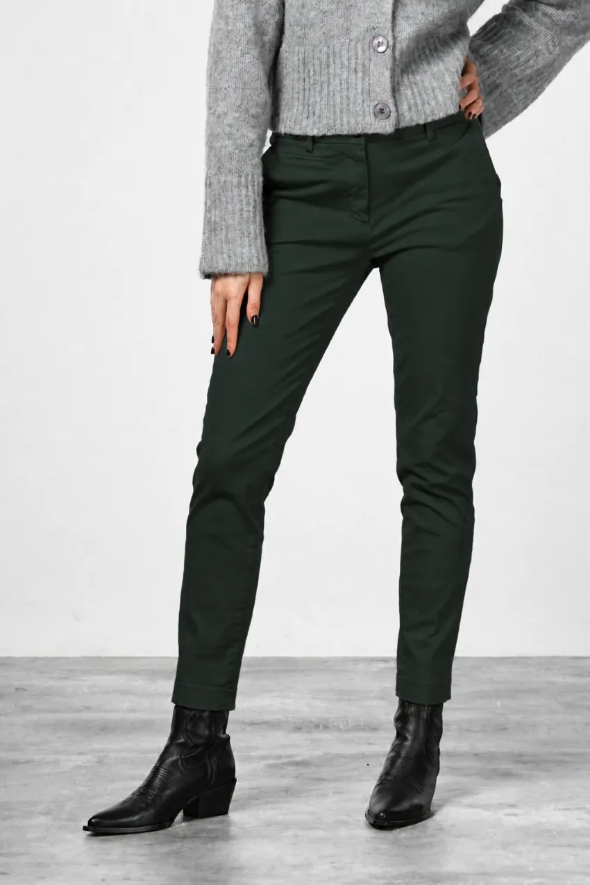 Mason's New York Slim chino bukser mørkegrøn satin