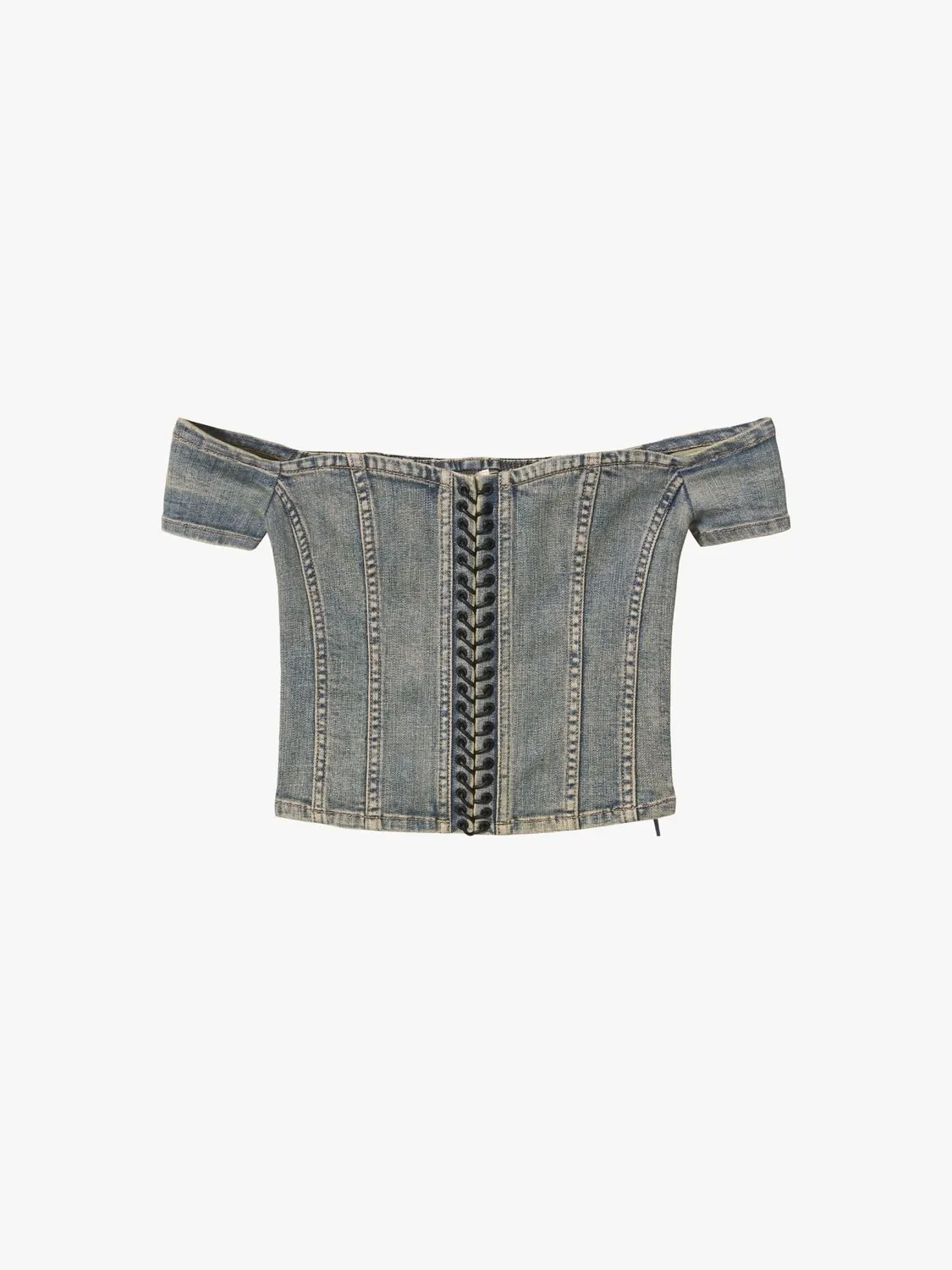 Miss Sixty 6M2XJ42000F89 off-shoulder skjorte blå cropped