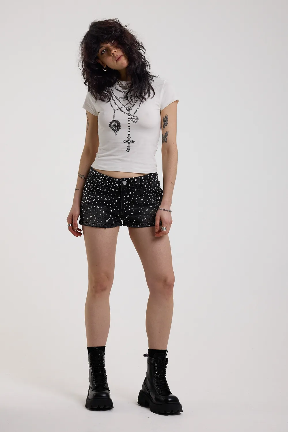The Ragged Priest Glare denim shorts sort lav talje nitter
