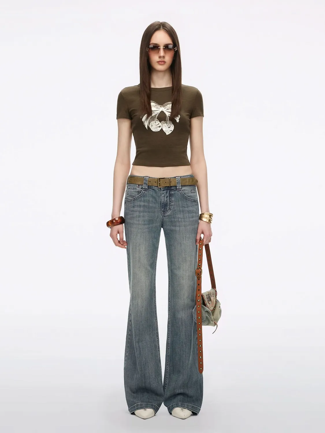 Miss Sixty Multi-Patch Flare jeans blå stretch lapper