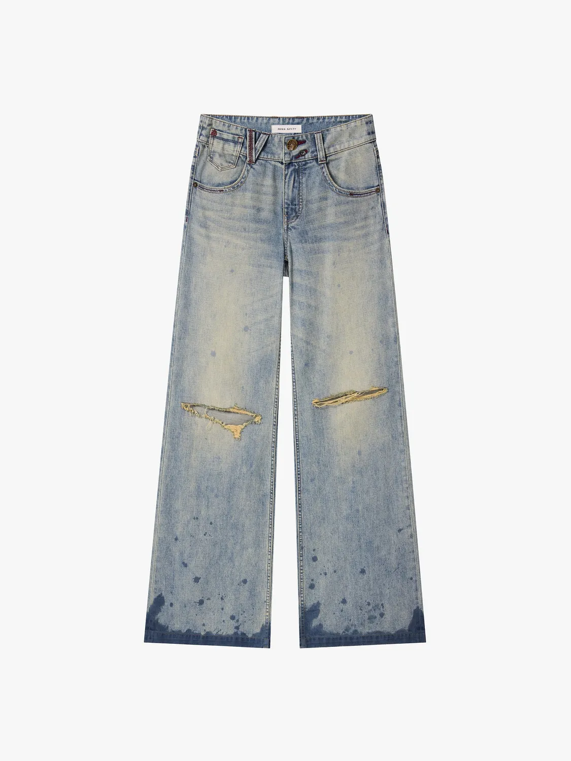 Miss Sixty Ripped Flare jeans blå slidte knæ