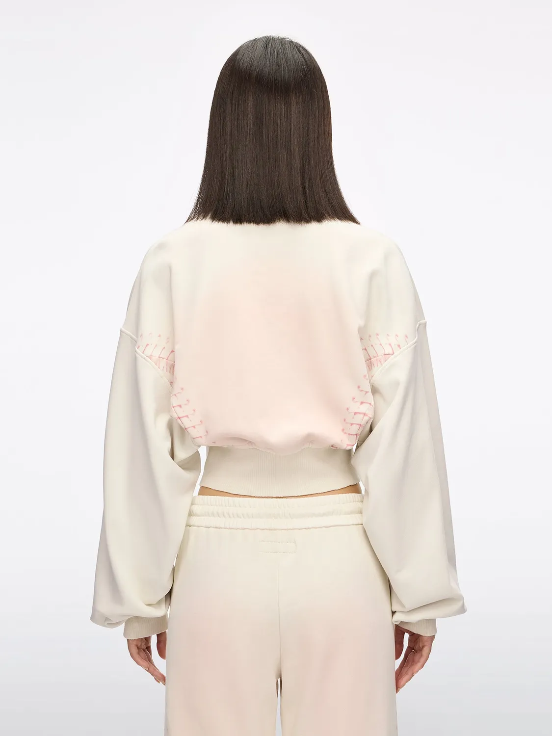 Miss Sixty Hoodie Jakke ivory bomuld lynlås