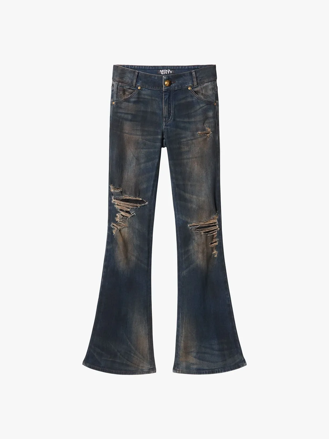 Miss Sixty Distressed Flare jeans mørkeblå med blonde
