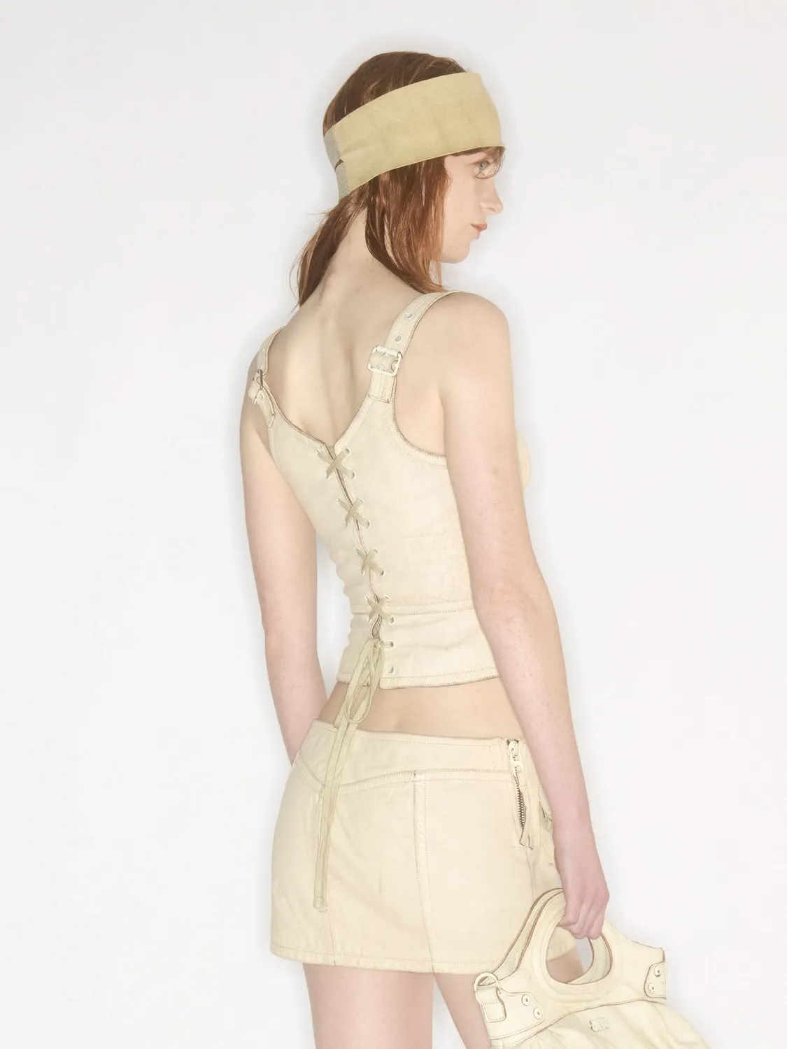 Miss Sixty KNWLS lædervest beige cracked look