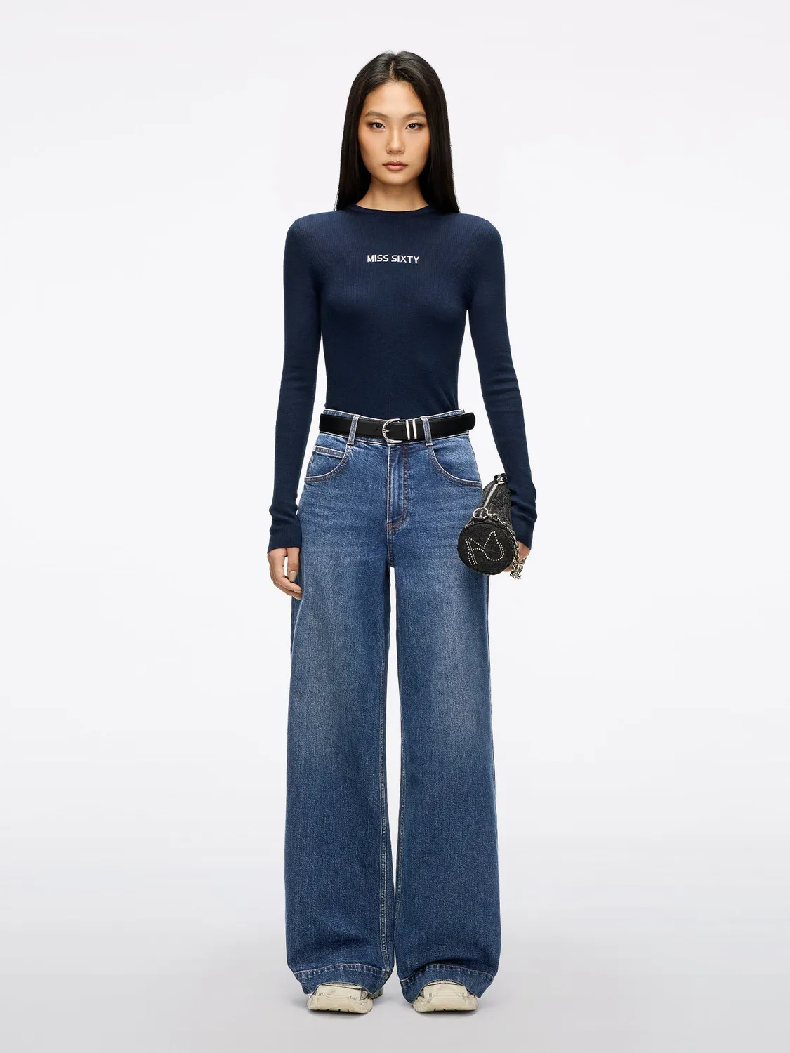 Miss Sixty Wide-Leg jeans mørkeblå løs