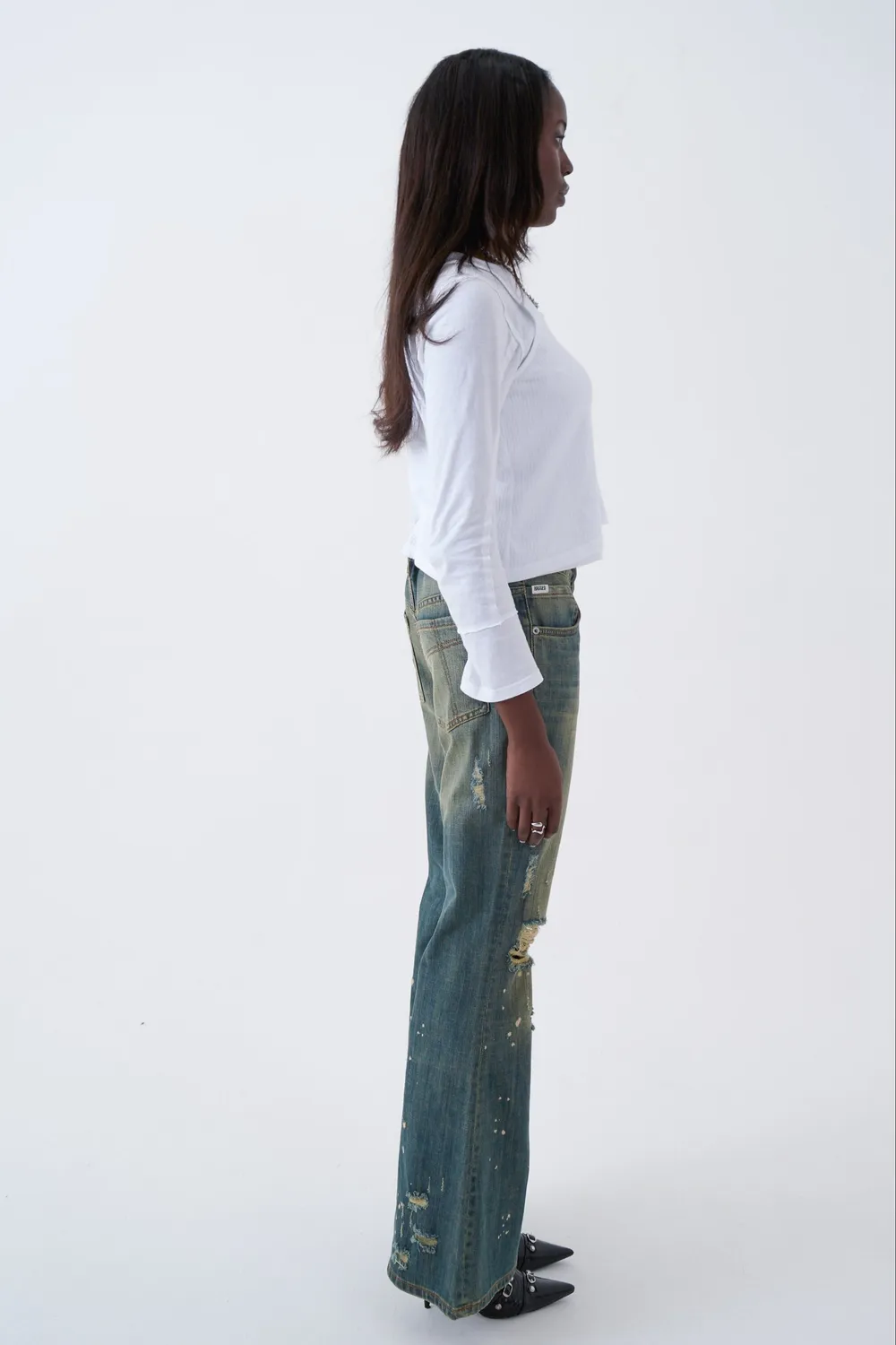 The Ragged Priest Alexa Distressed Bootcut Jeans blå