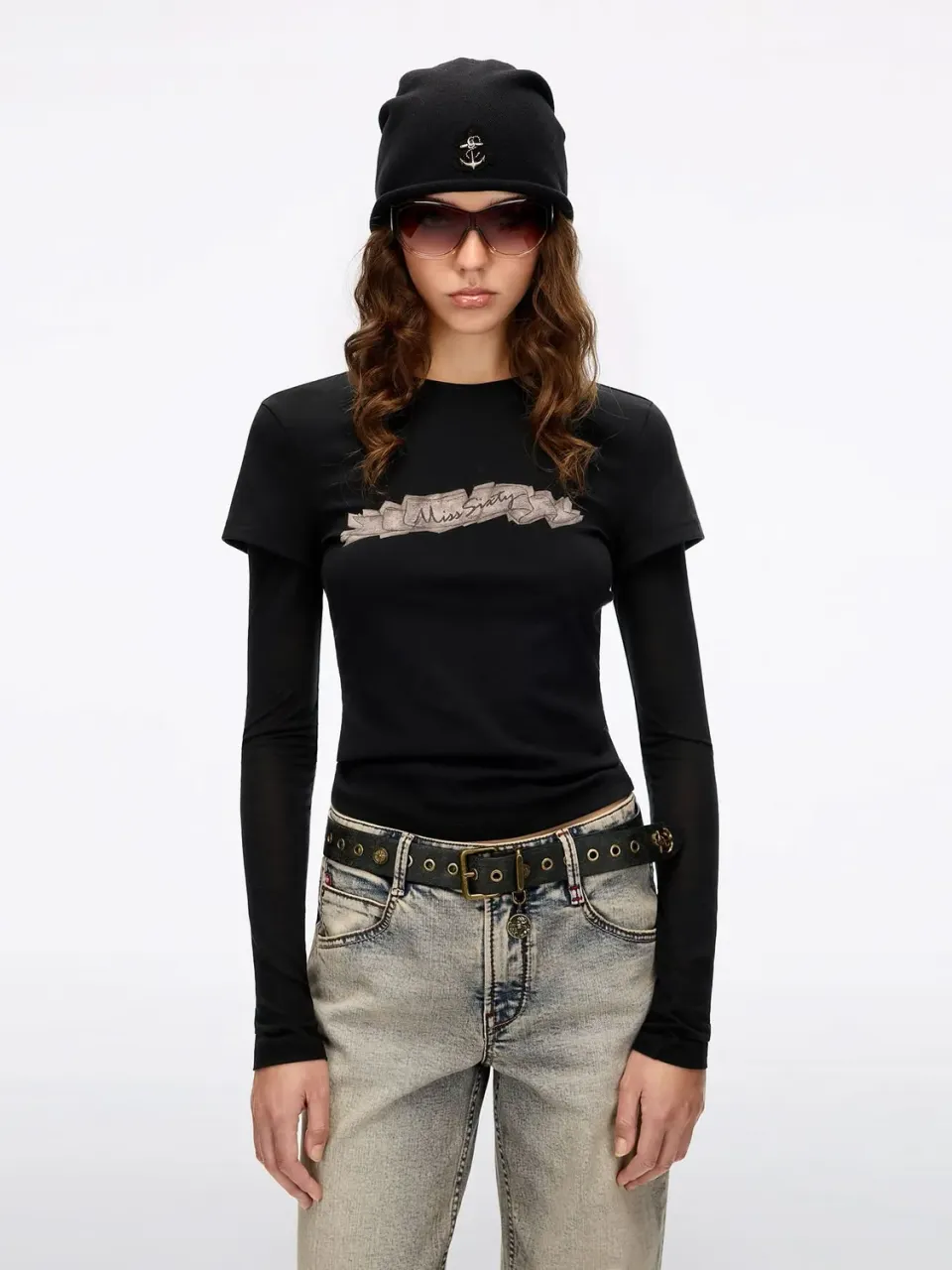 Miss Sixty Layered-Look t-shirt sort med print