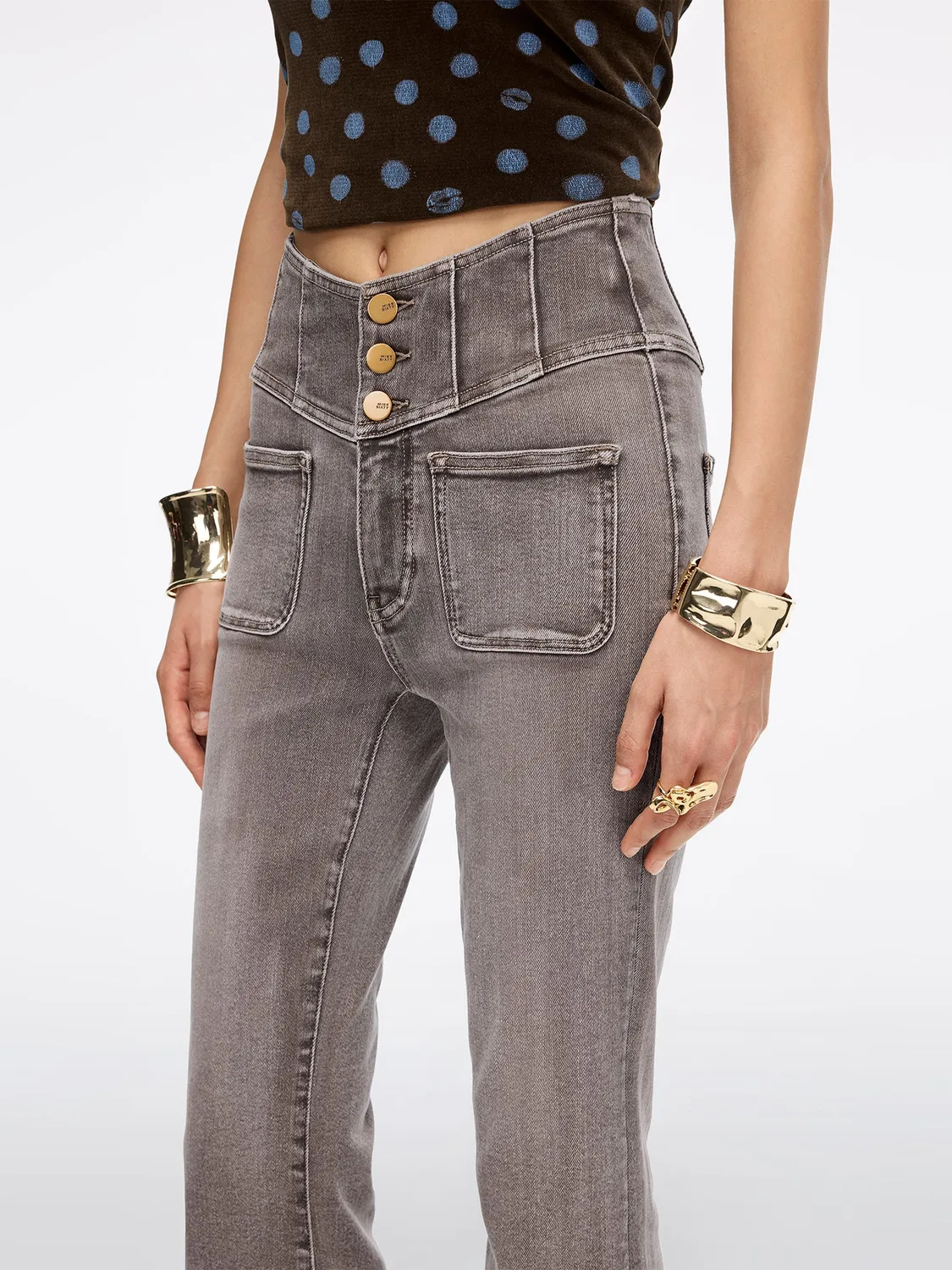 Miss Sixty Glenda Plus 5 flare jeans brun høj talje