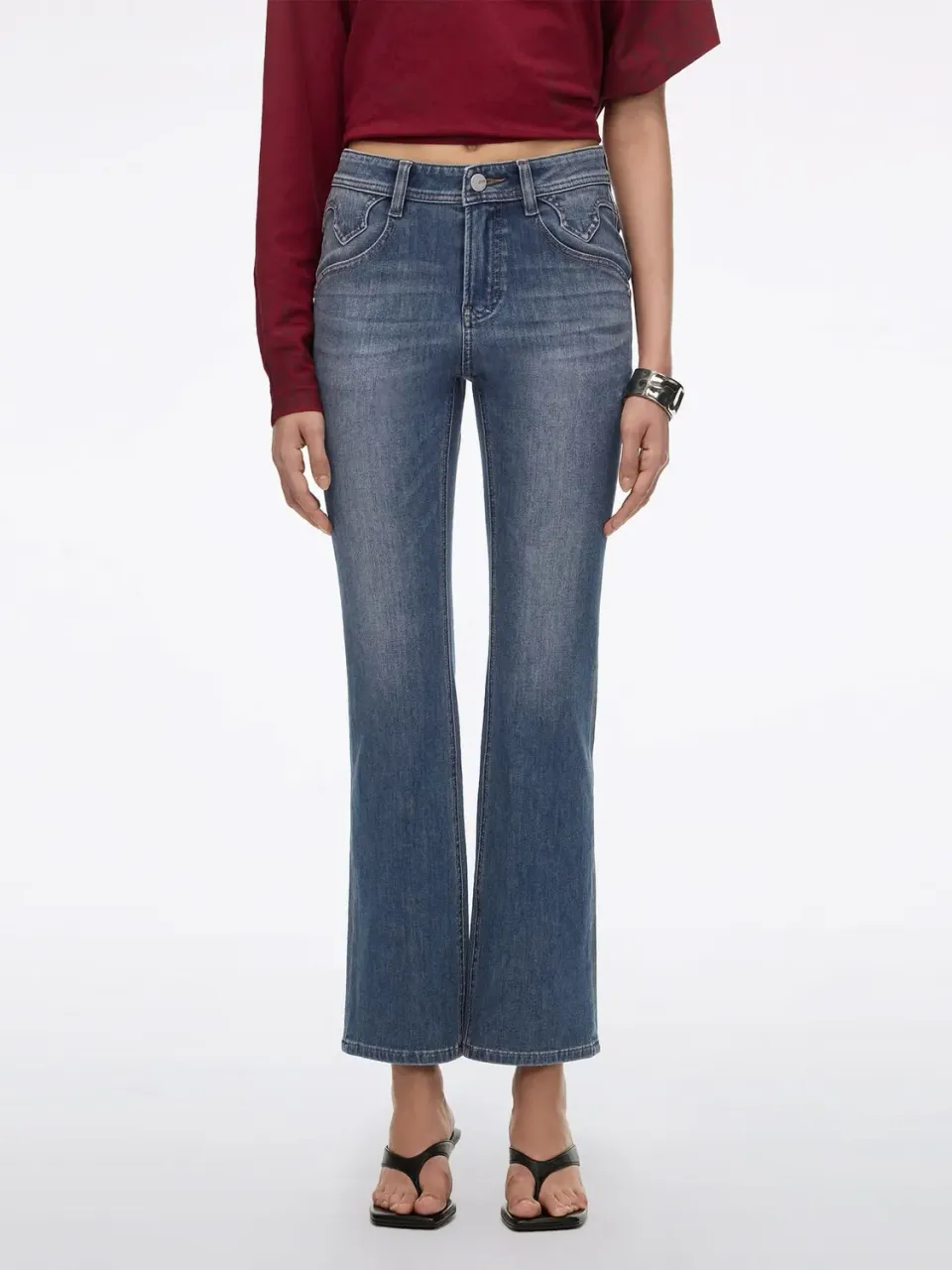 Miss Sixty Bella slim flare jeans mellemblå cropped