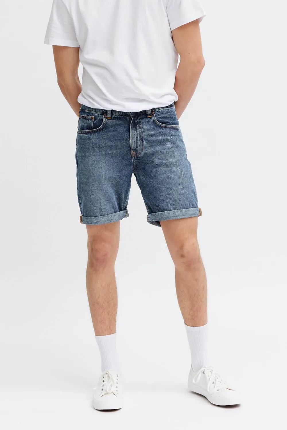 Organsk Atlantic denimshorts mellemblå