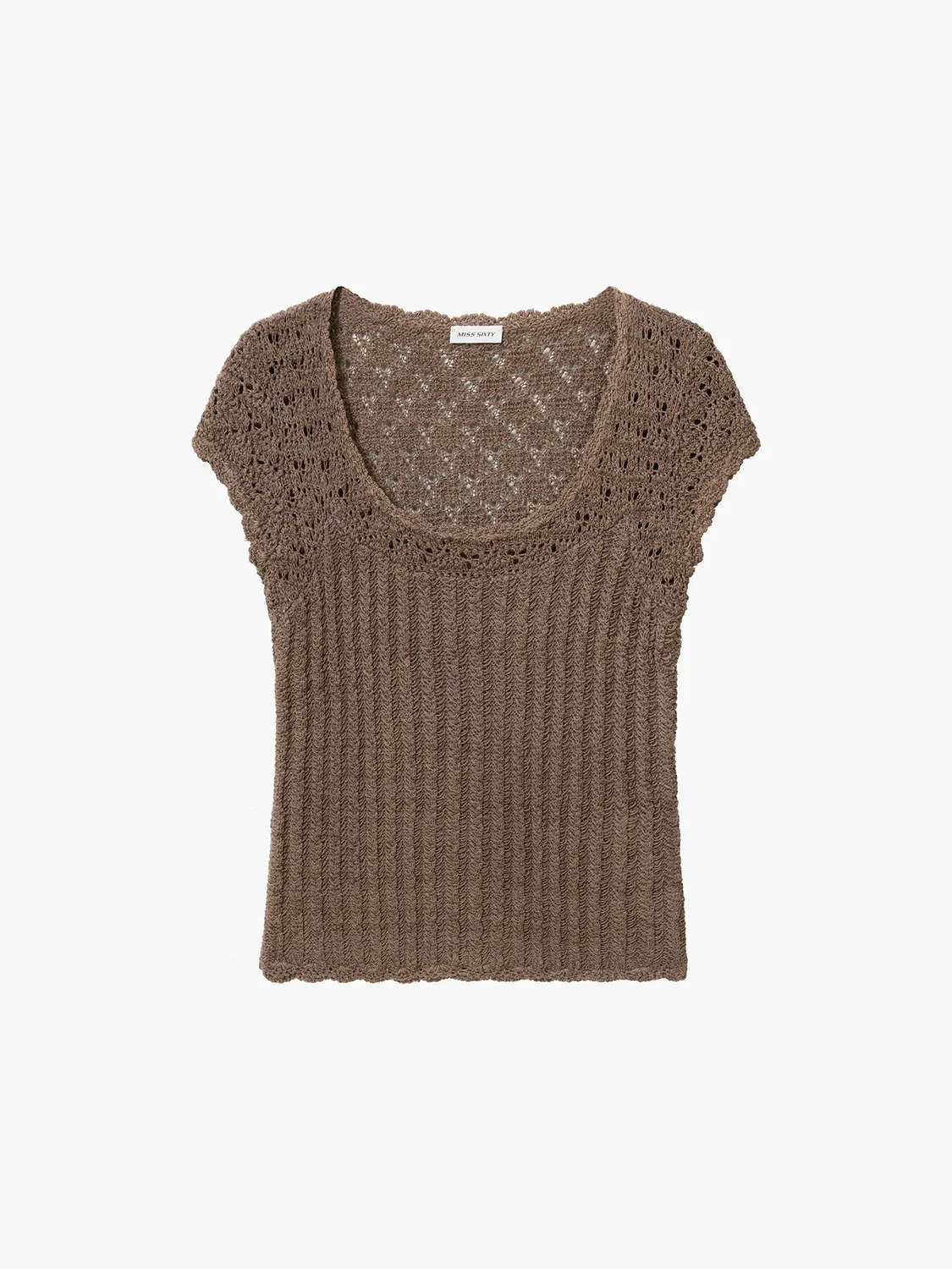 Miss Sixty cut-out striktrøje vintage brun bomuld