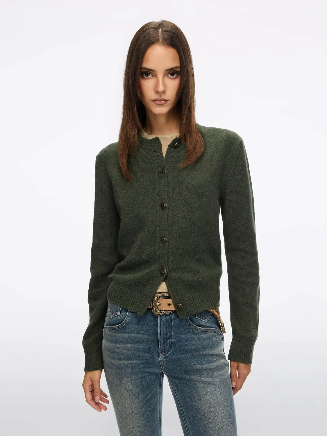 Miss Sixty Wool Knit cardigan gul merinould knapper