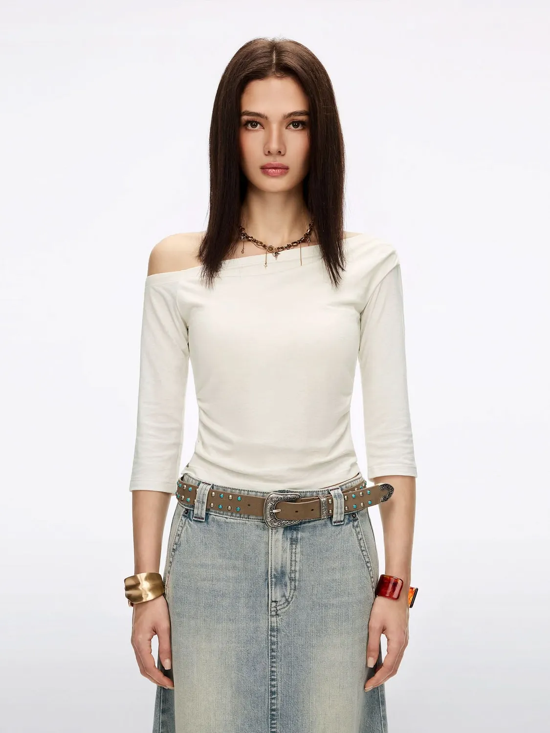 Miss Sixty Studded læderbælte khaki ruskind