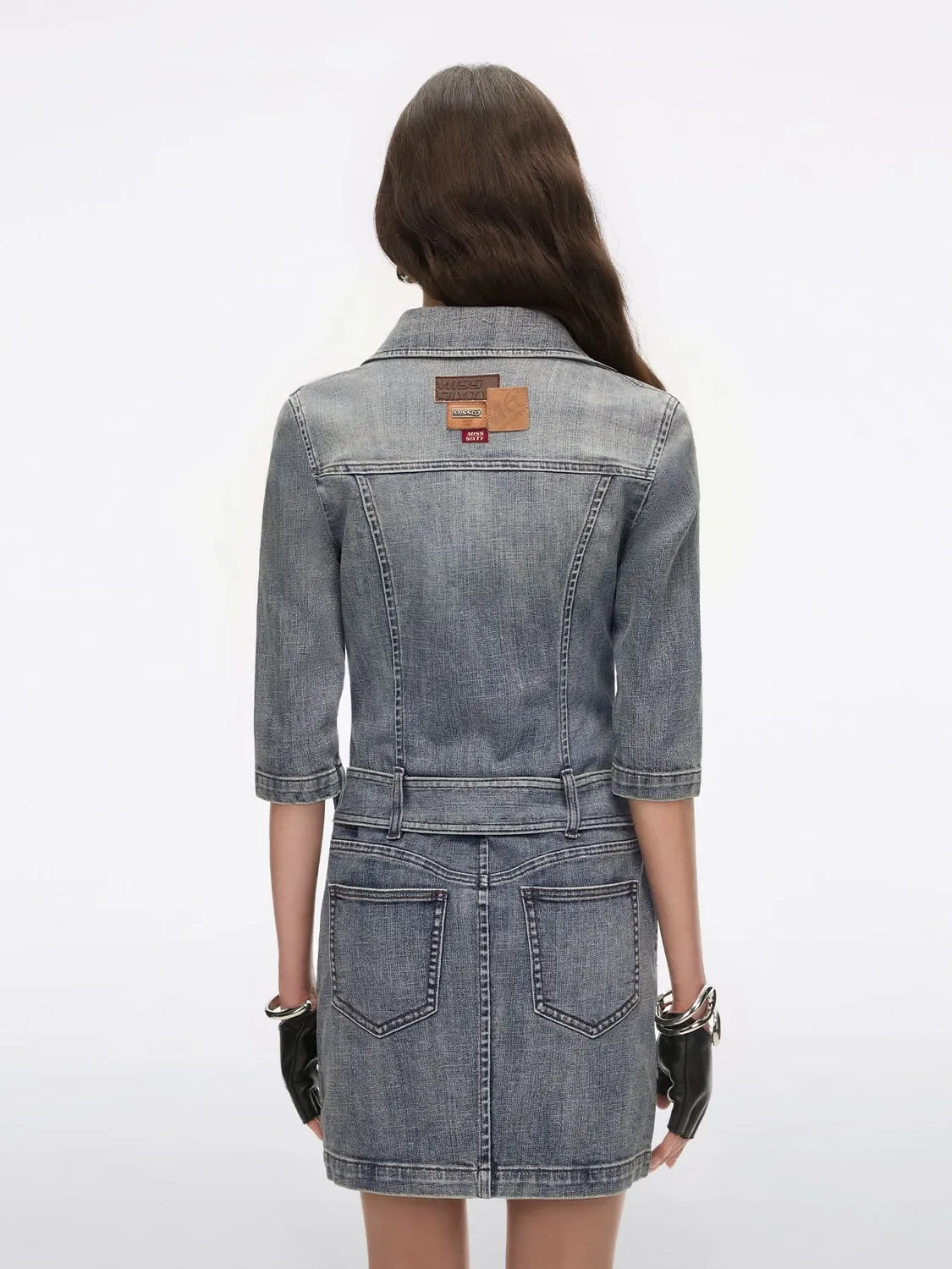 Miss Sixty Denim Dress With Belt blå denimkjole