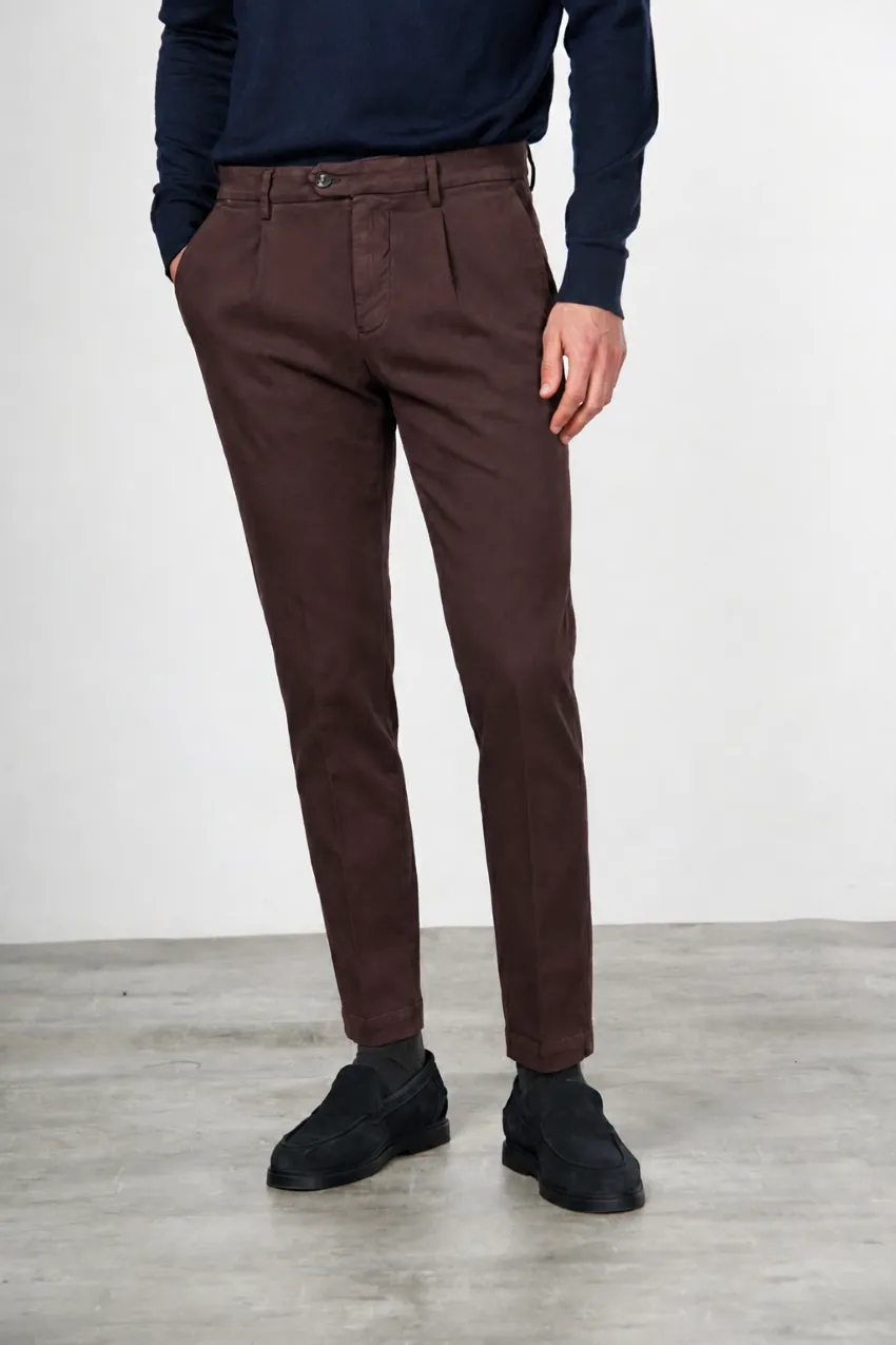 Mason's Torino 1 Pinces chinos vinrød slim cashmere
