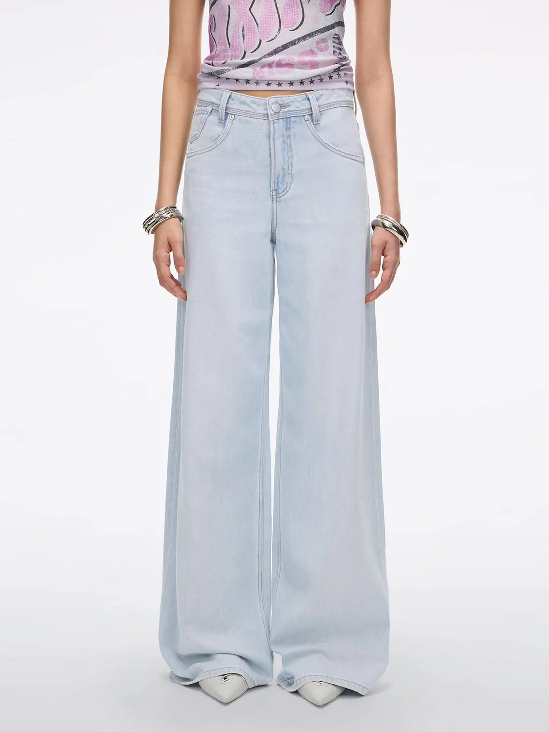 Miss Sixty Jasmine wide leg jeans mellemblå hørblanding