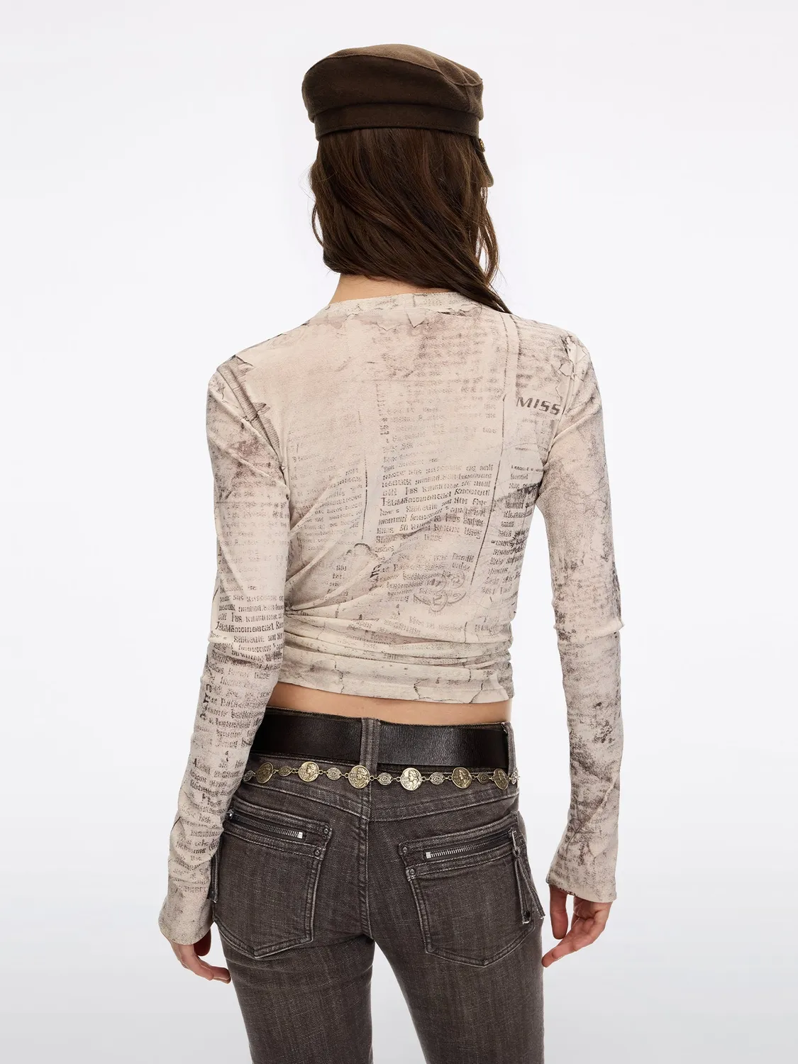 Miss Sixty Graphic Langærmet T-shirt Meters Apricot mesh