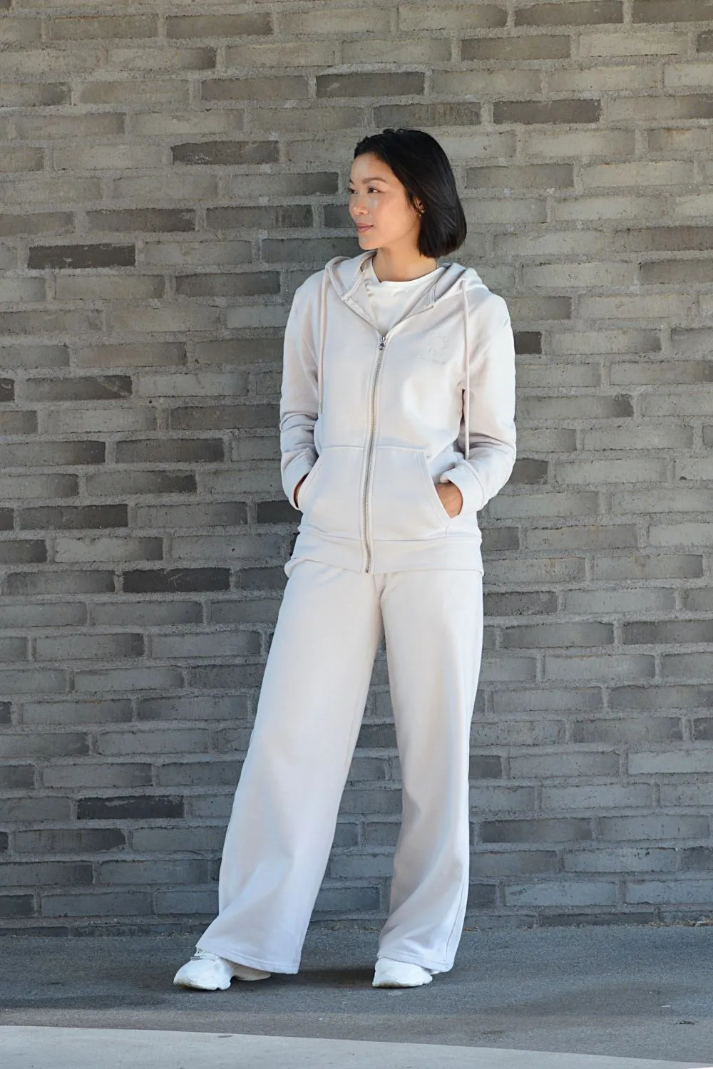Organsk Classic zip hoodie hvid oversize økologisk