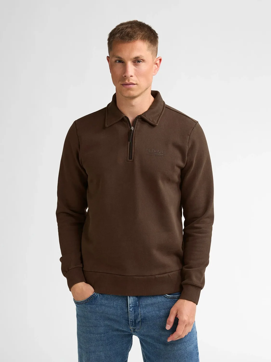 Petrol Industries Millhall sweater Cedar Brown lynlås