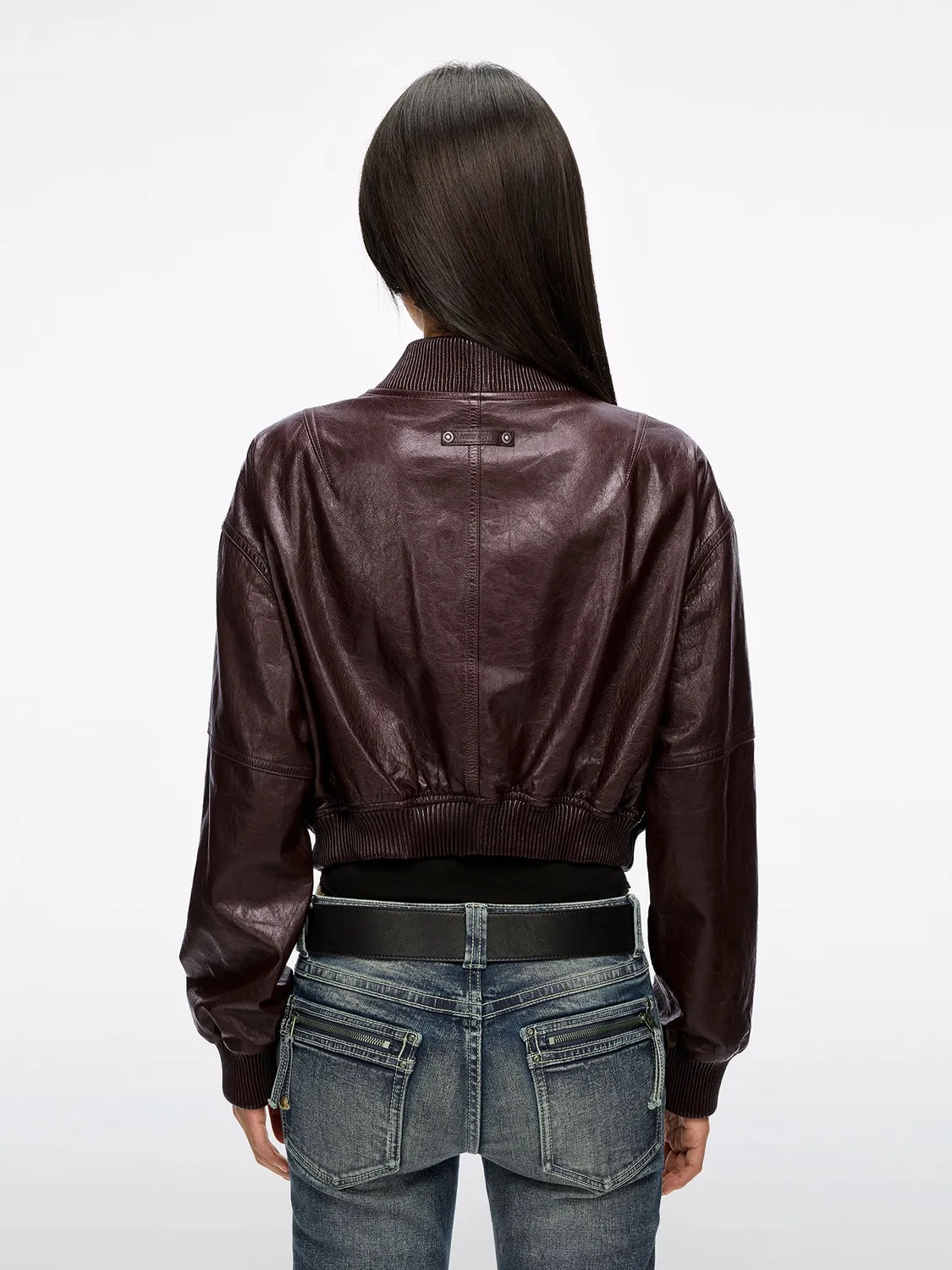 Miss Sixty læderjakke black cropped lammeskind
