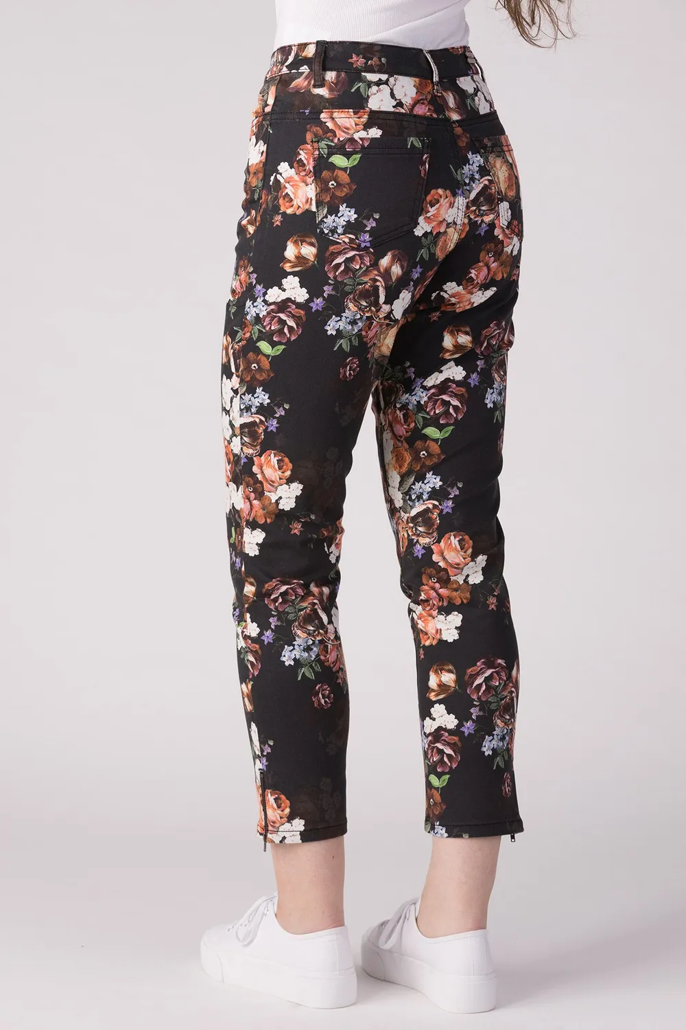 Merrytime 15640-440-69 ankel jeans orange blomst print