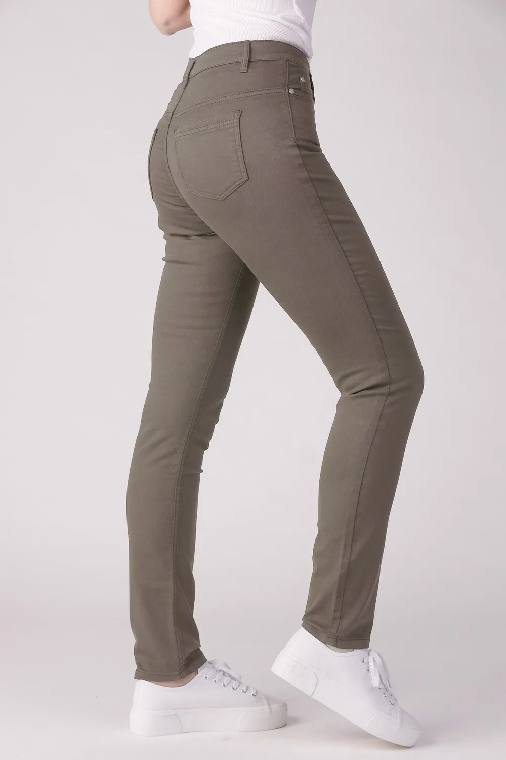 Merrytime Clara Slim jeans olivine grøn pasform
