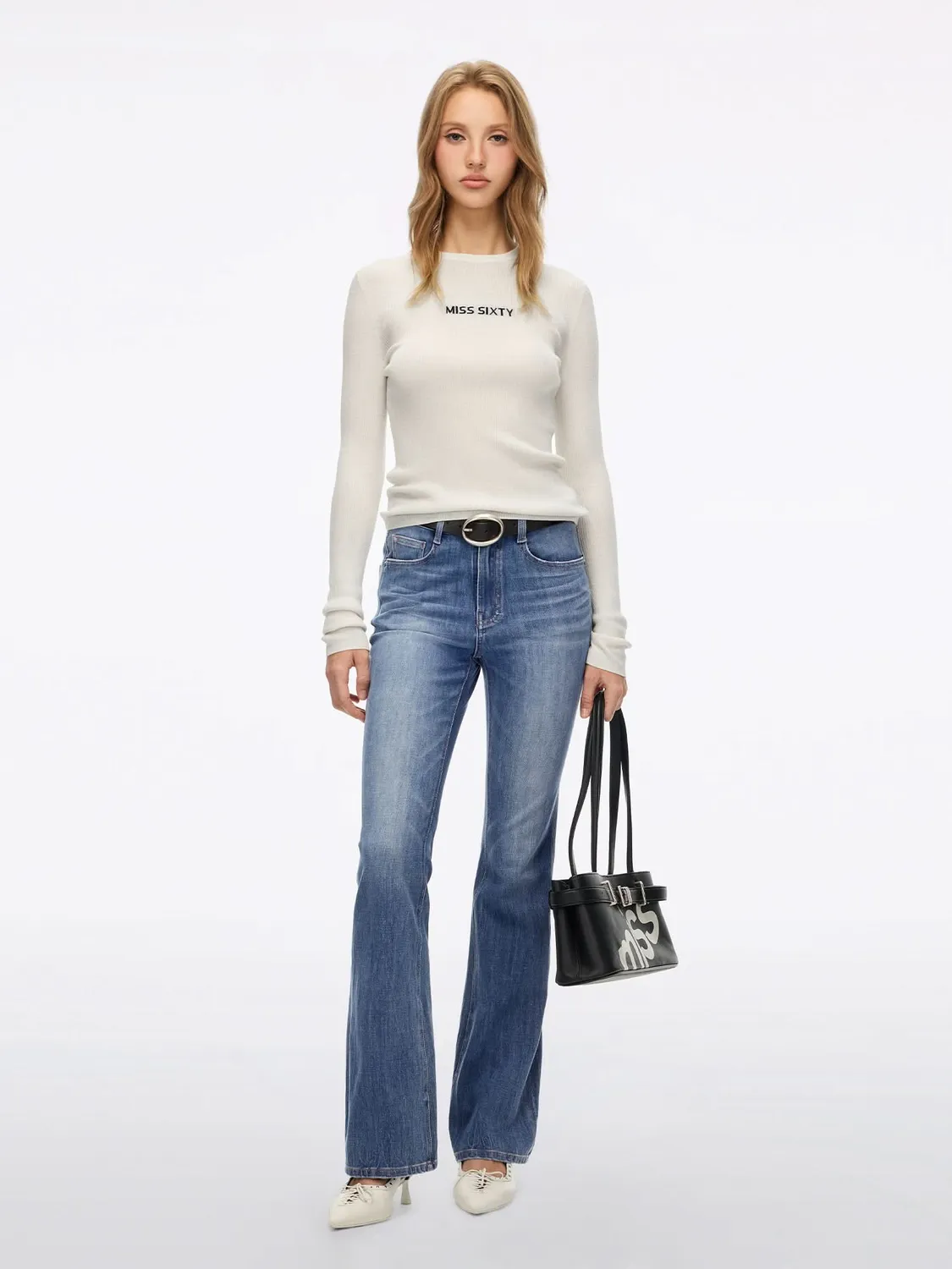 Miss Sixty flare jeans lyseblå stretch høj talje