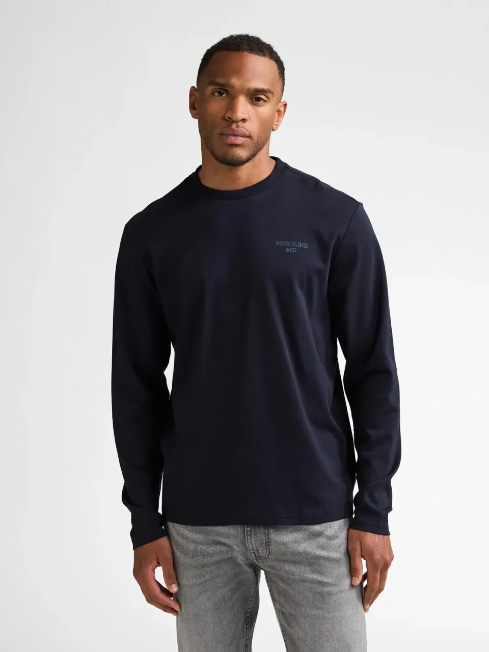 Petrol Industries Miller langærmet T-shirt Royal Navy bomuld