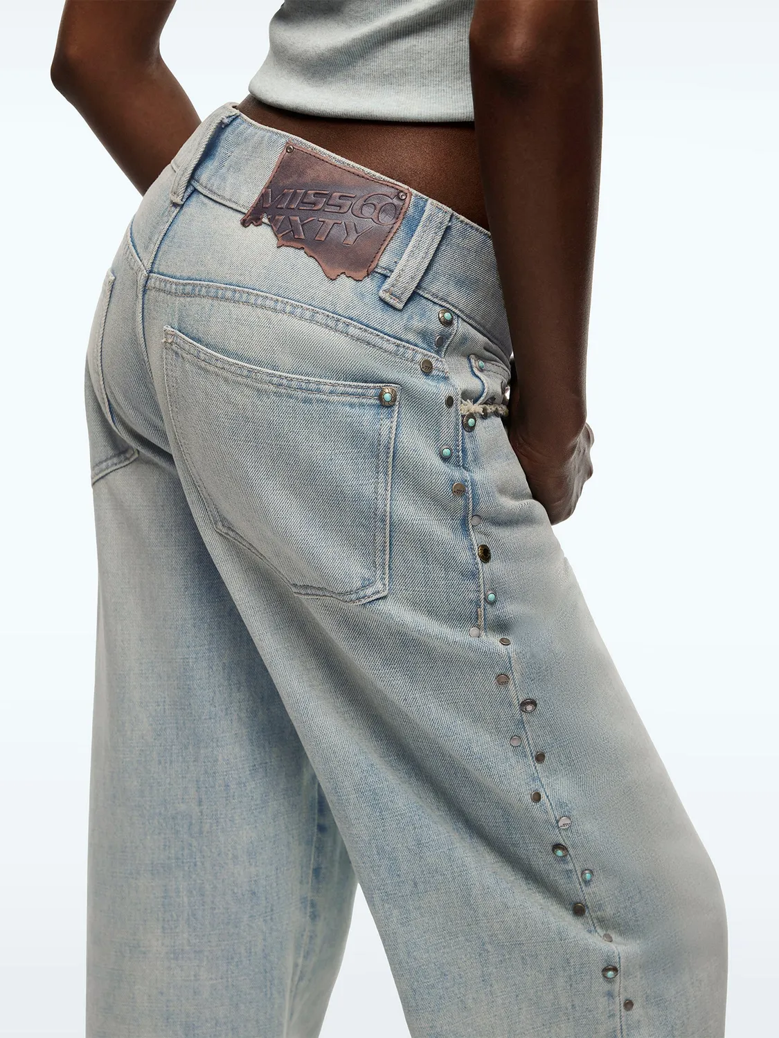 Miss Sixty straight jeans lyseblå nitter