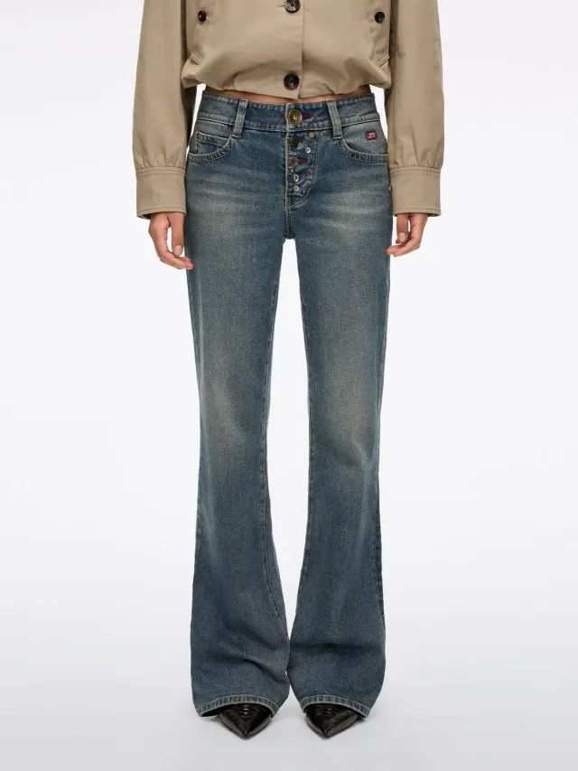 Miss Sixty Multi-Button flare jeans middle blue stretch