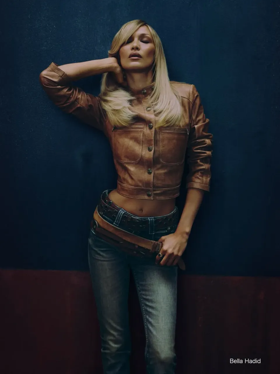 Miss Sixty Cropped læderjakke vintage gul lammeskind