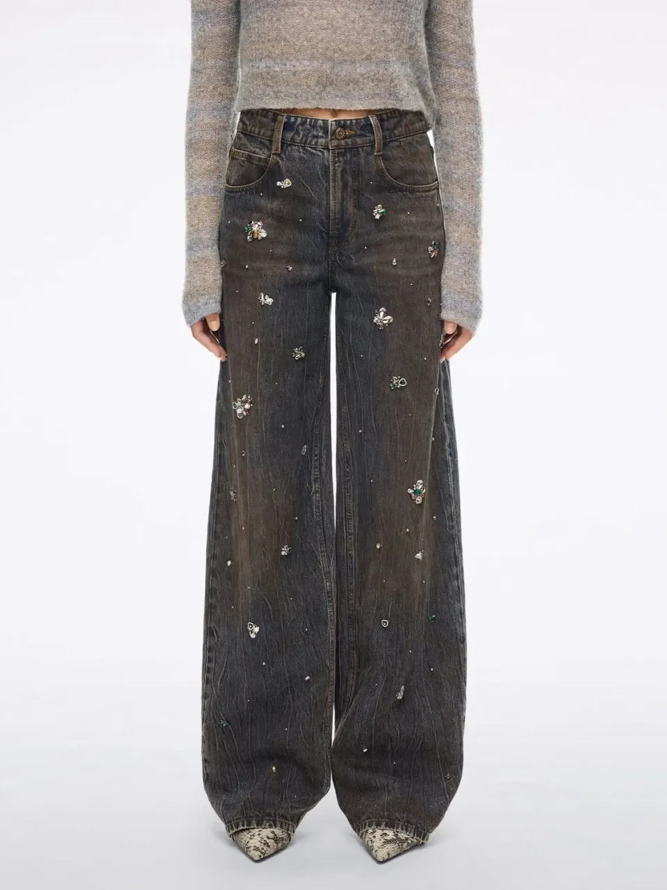 Miss Sixty straight jeans mørkeblå perler stretch