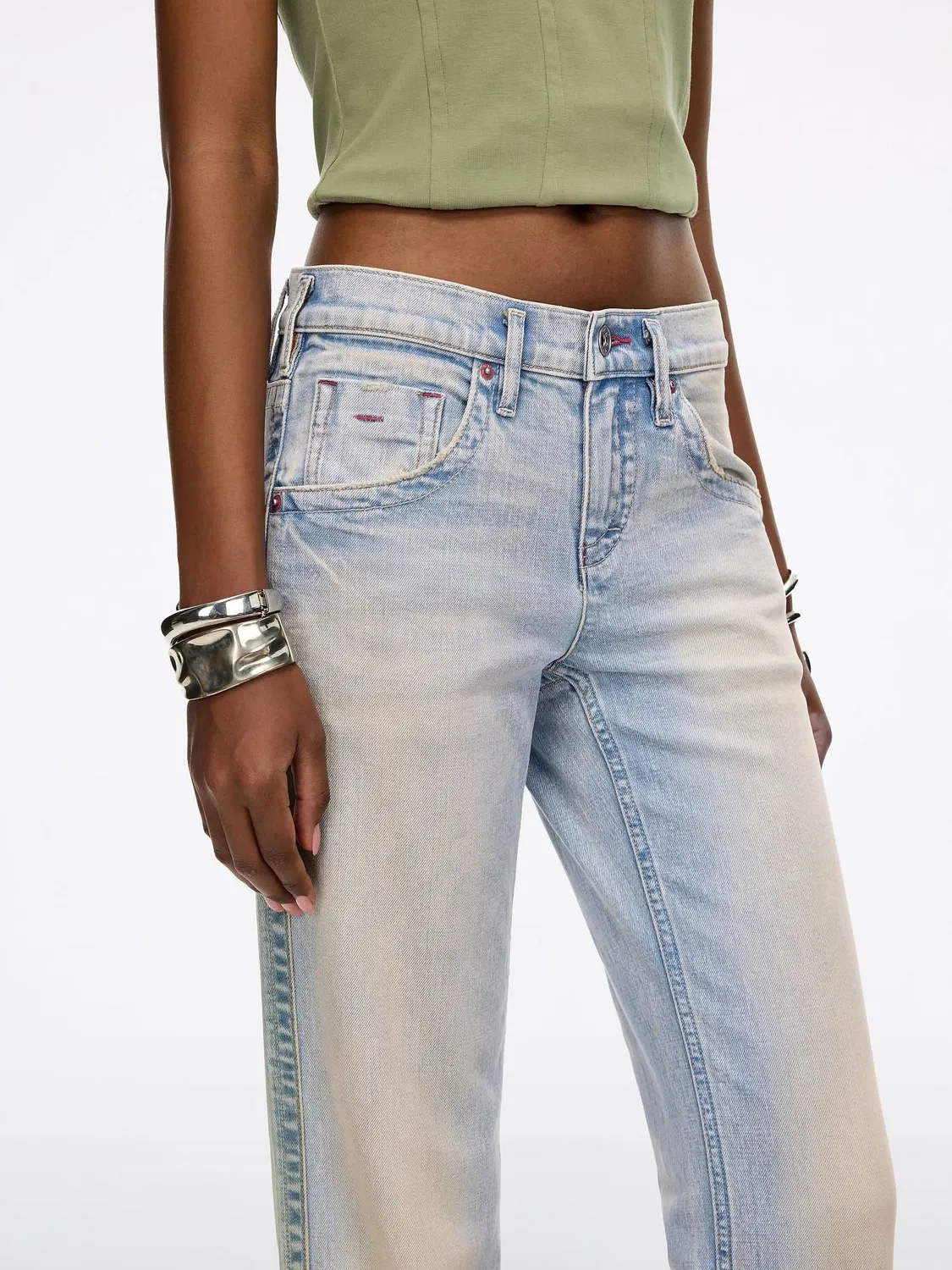 Miss Sixty Tommy Mid-Rise Flare jeans lyseblå stretch