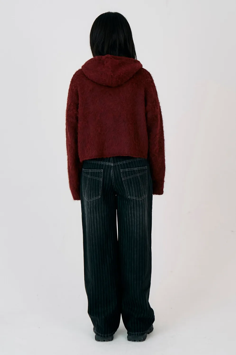The Ragged Priest Arctic Hardware Knit Hoodie bordeaux