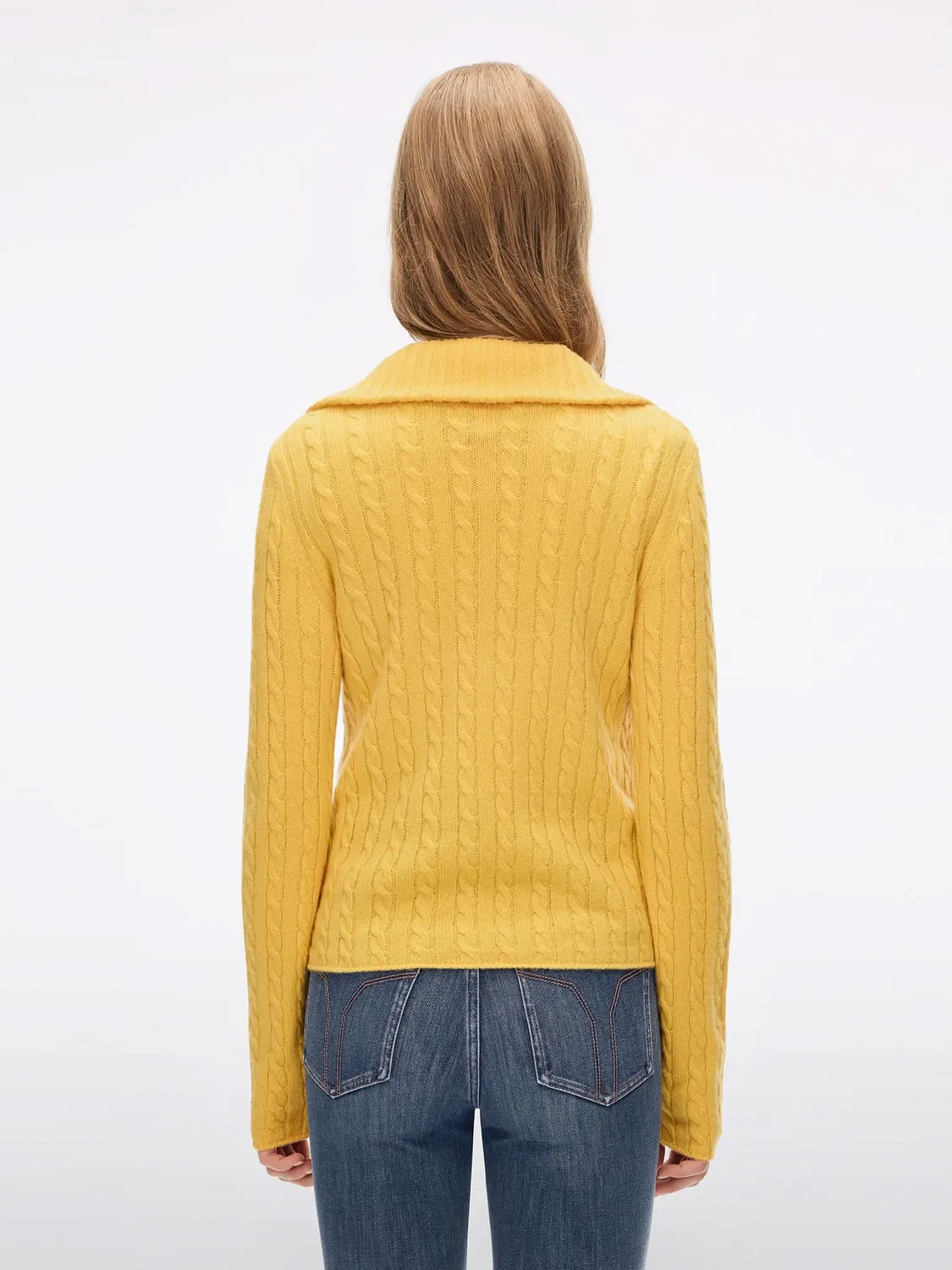 Miss Sixty kabelstrik cashmere sweater gul 100% cashmere
