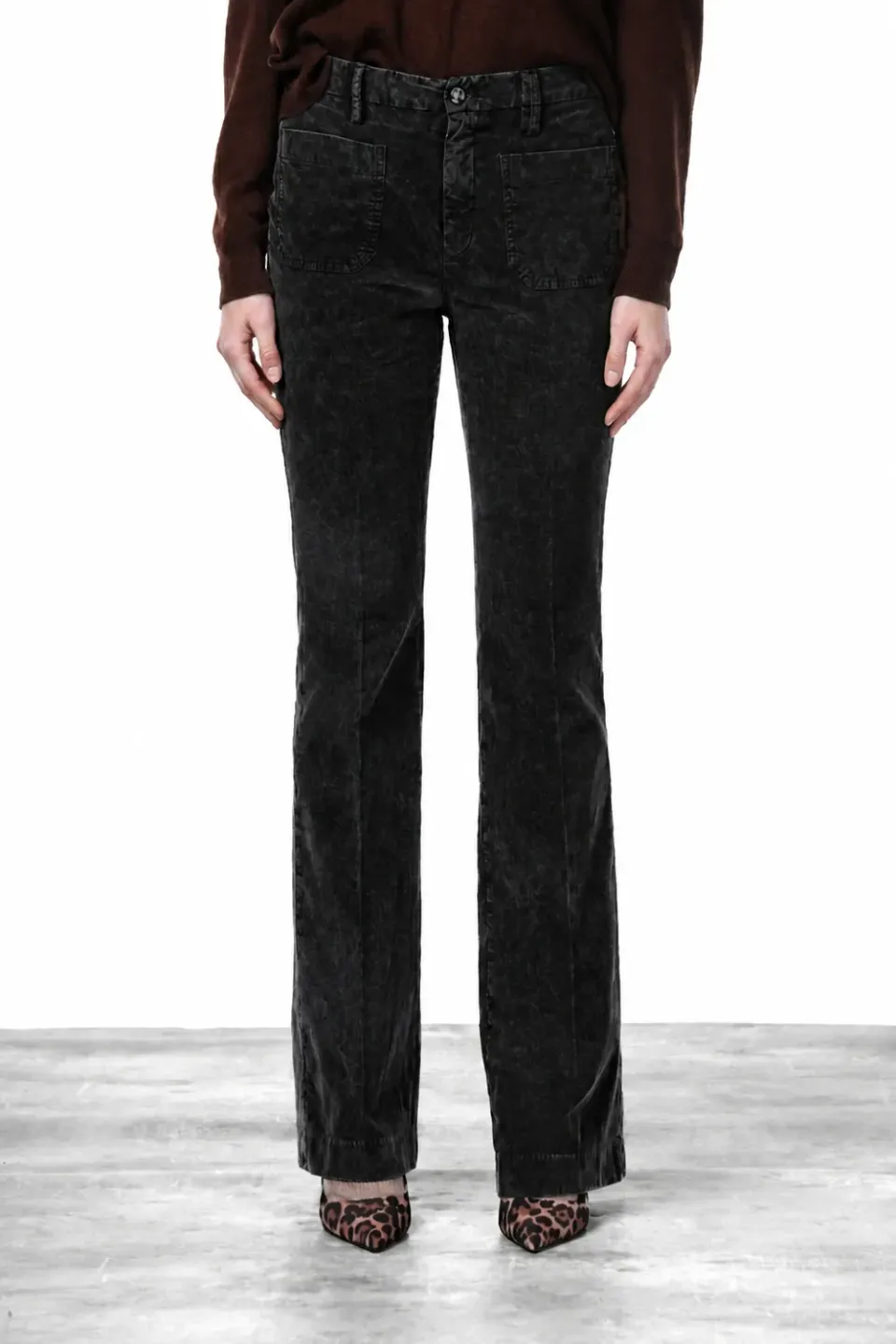 Mason's New York Flare chinobukser sort fløjl slim