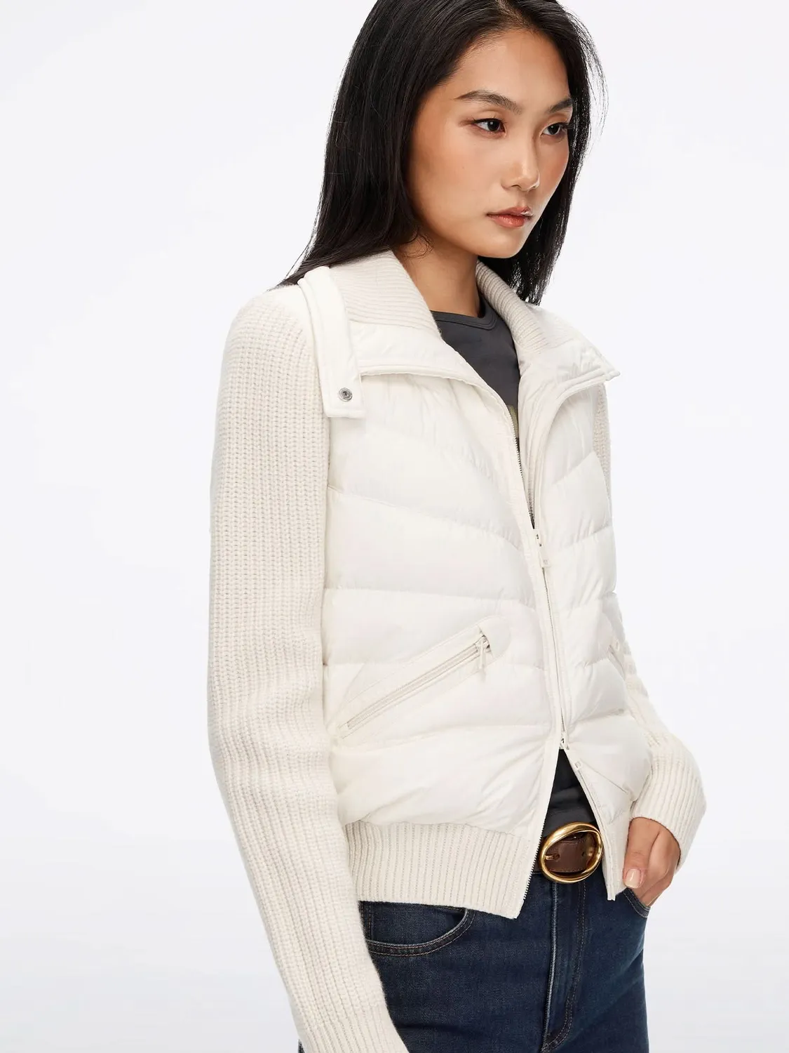 Miss Sixty Panelled Puffer jakke dun off white