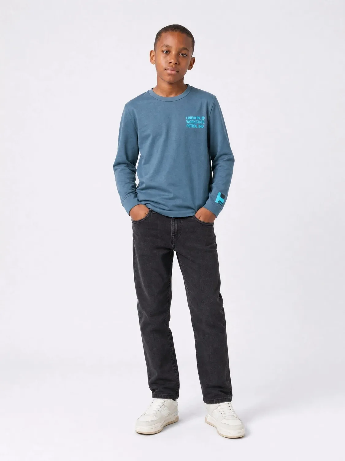 Petrol Industries Ironlake langærmet t-shirt Storm Blue bomuld