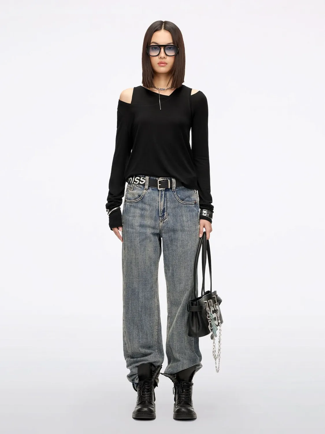 Miss Sixty Layered bluse black langærmet Tencel