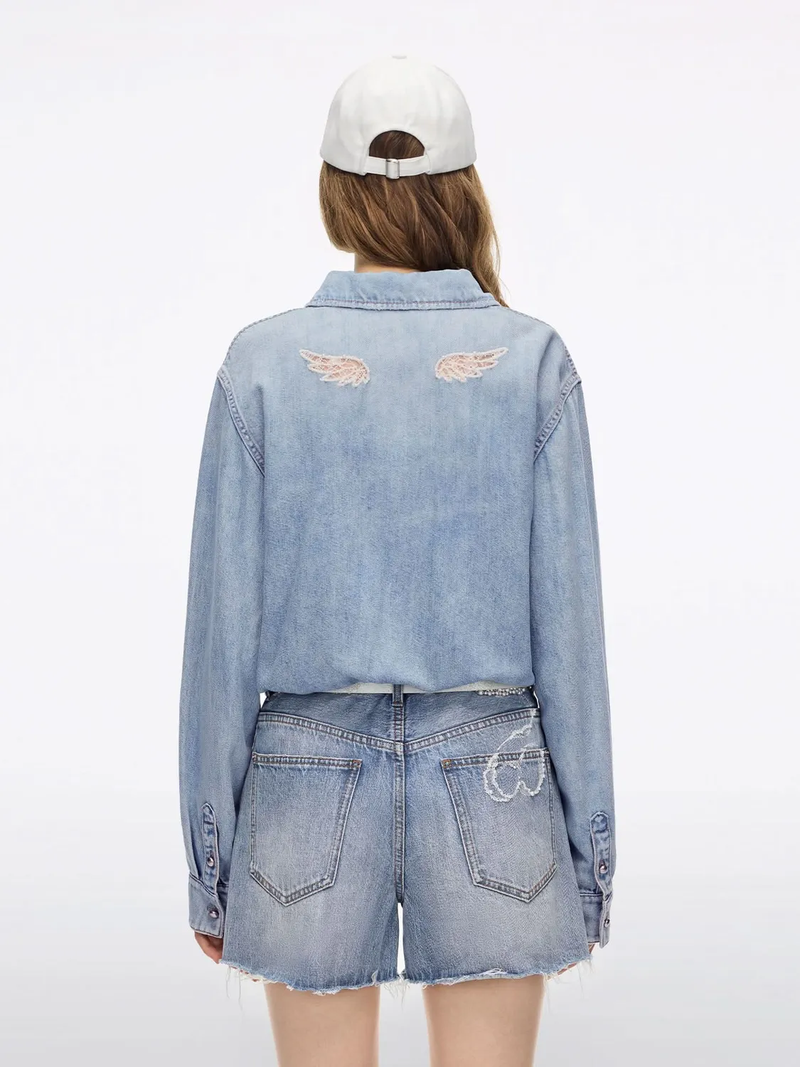 Miss Sixty Wing Cutout Denimskjorte lyseblå