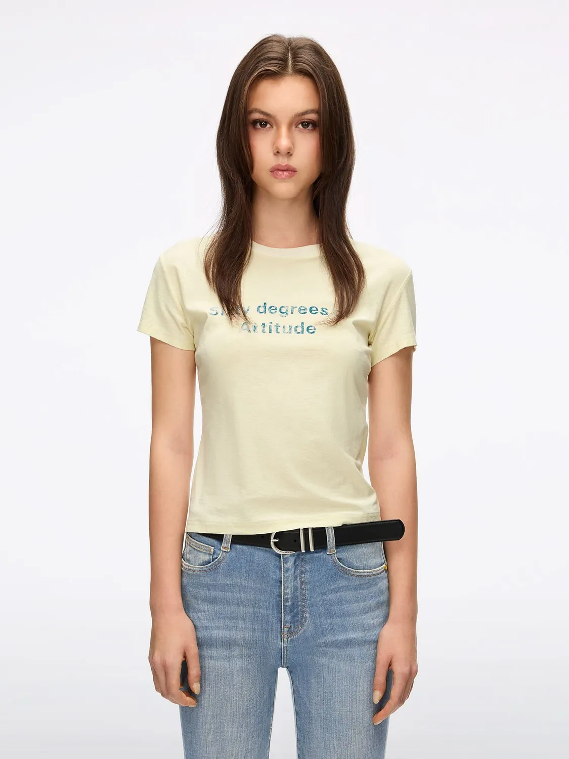 Miss Sixty Printed t-shirt hvid slim-fit hør bomuld