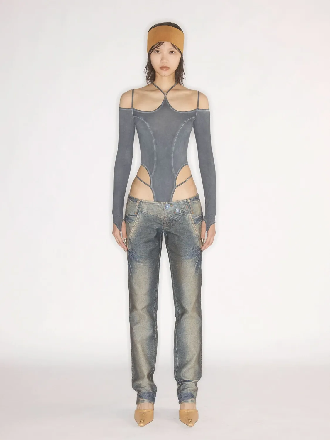 Miss Sixty KNWLS bodysuit t-shirt blå stretch