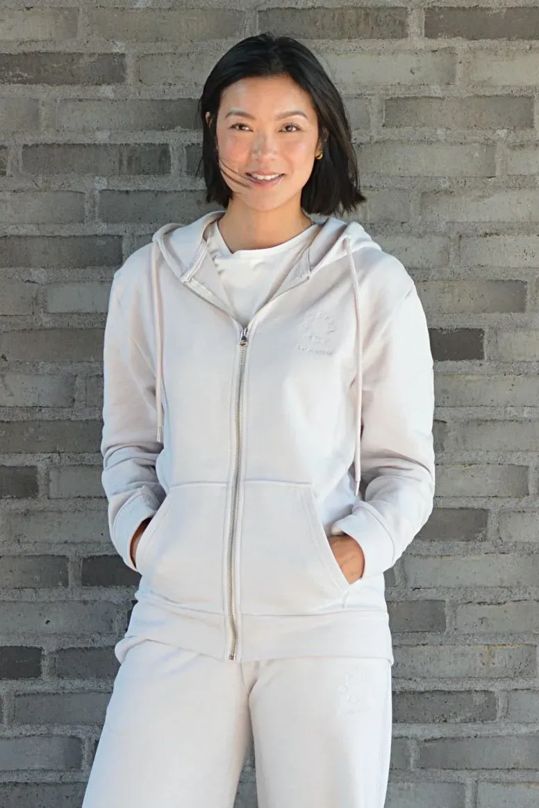 Organsk Classic zip hoodie hvid oversize økologisk