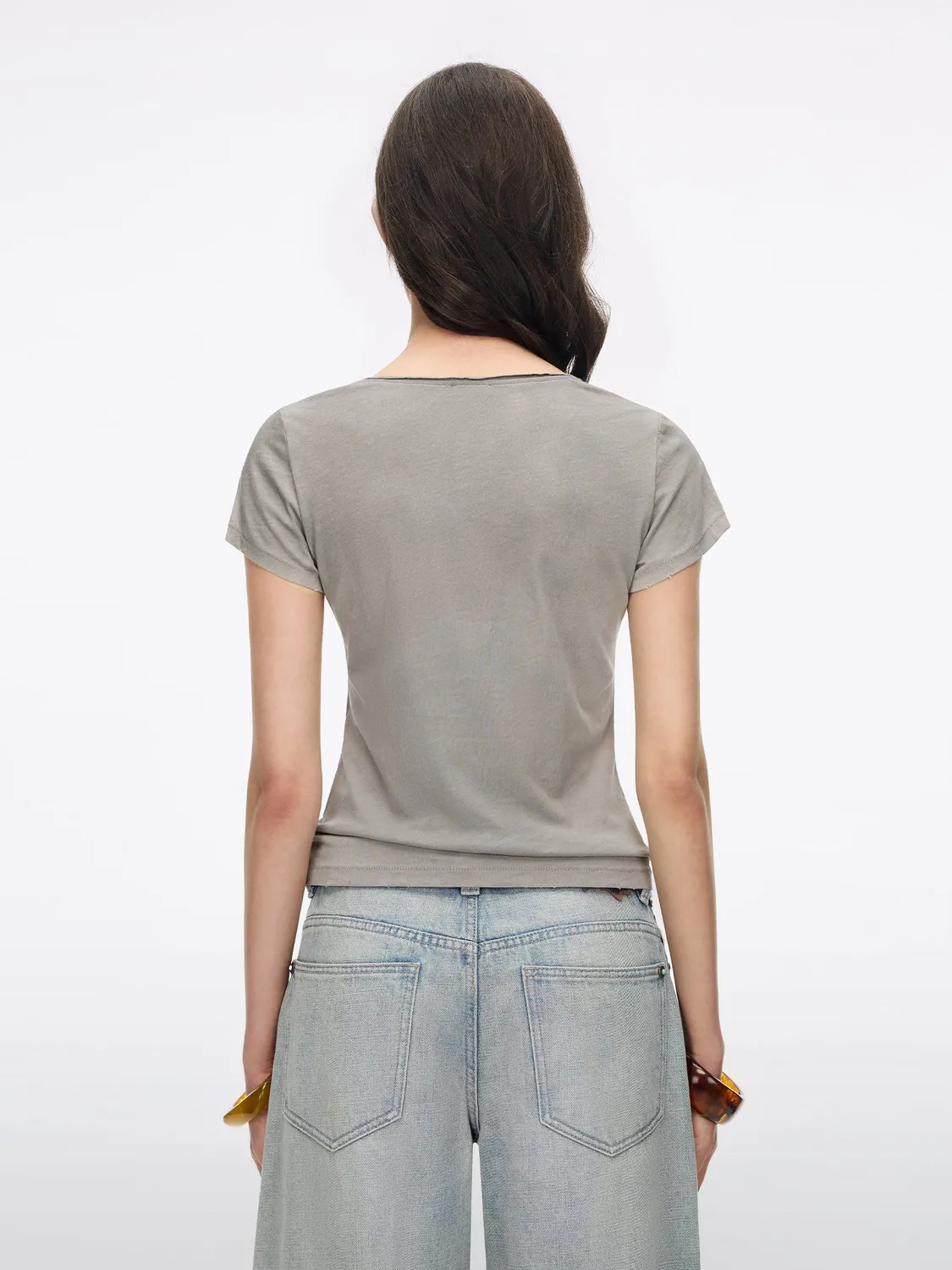Miss Sixty Logo T-shirt offwhite V-hals med broderi