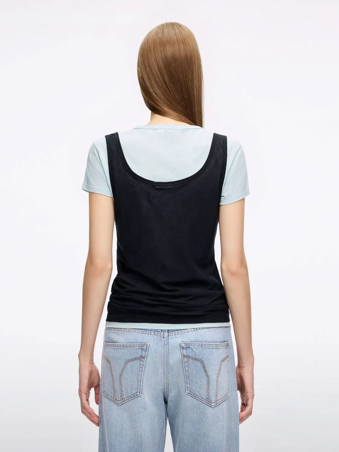 Miss Sixty 6M1SJ72310 t-shirt hvid lagdelt hørblanding