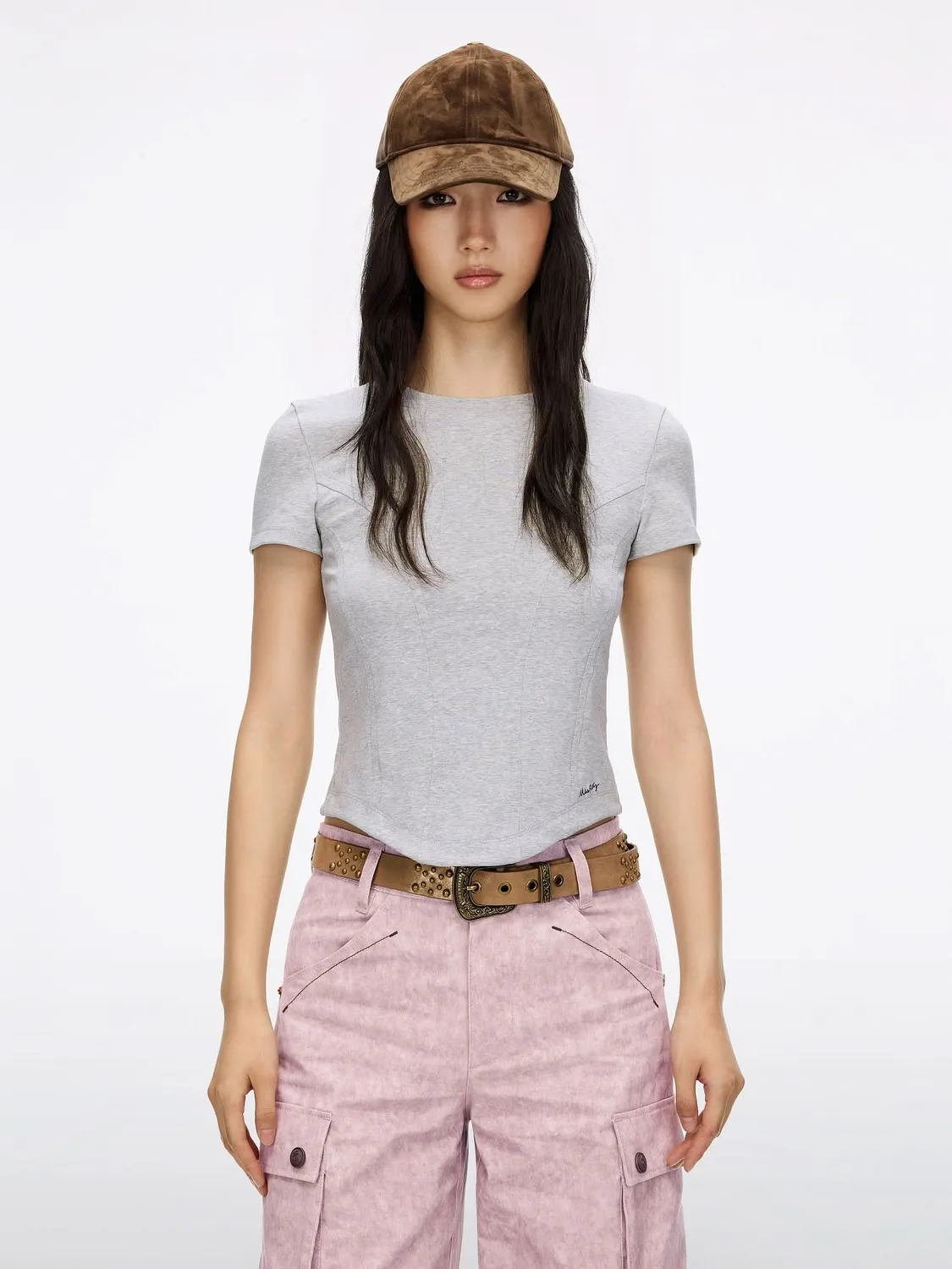 Miss Sixty t-shirt bomuld heather grey – slim fit buet kant